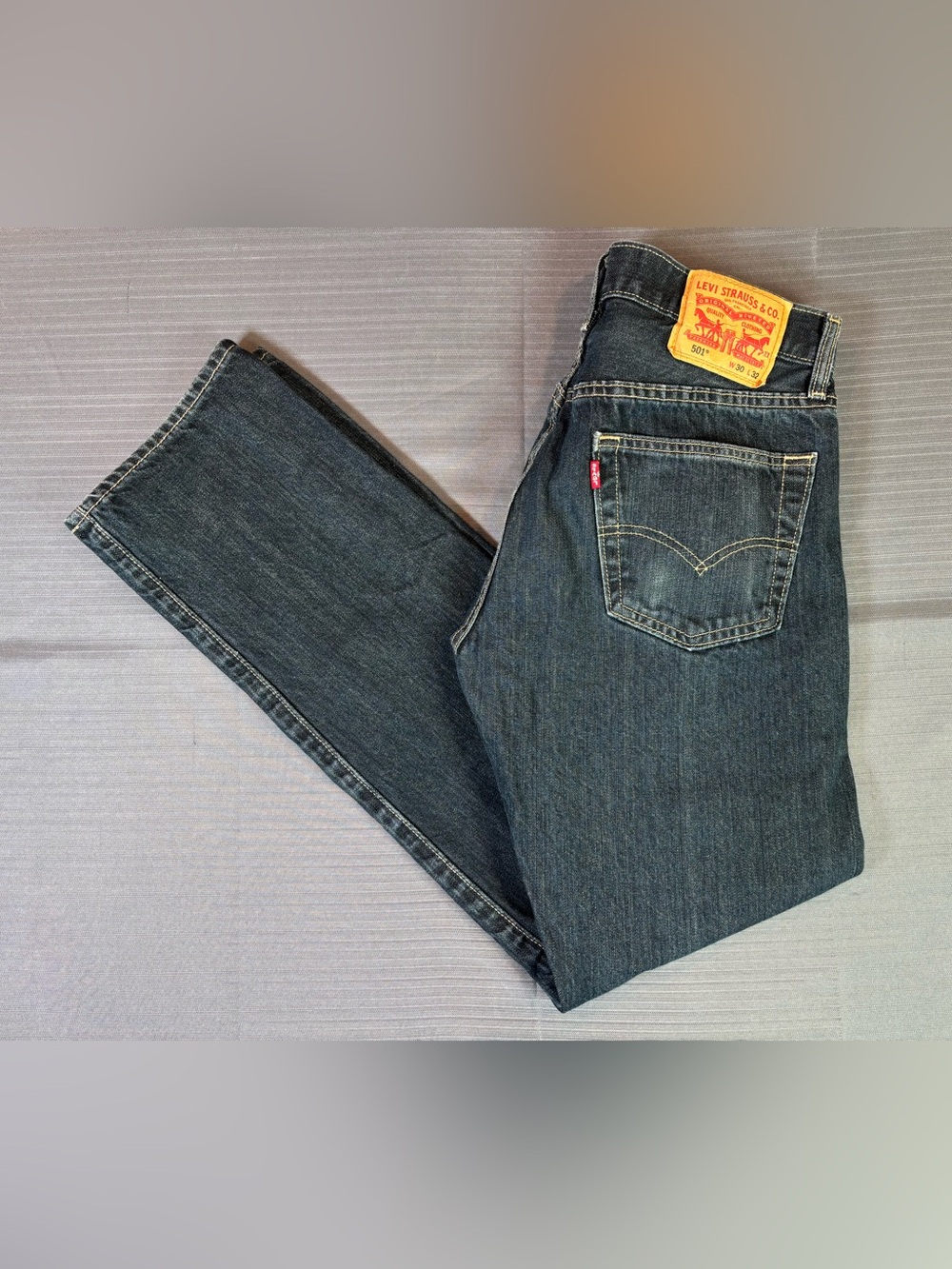 Levi’s 501 Original Fit Jeans Mens 30x32 Dark Wash Button Fly Straight Leg Denim